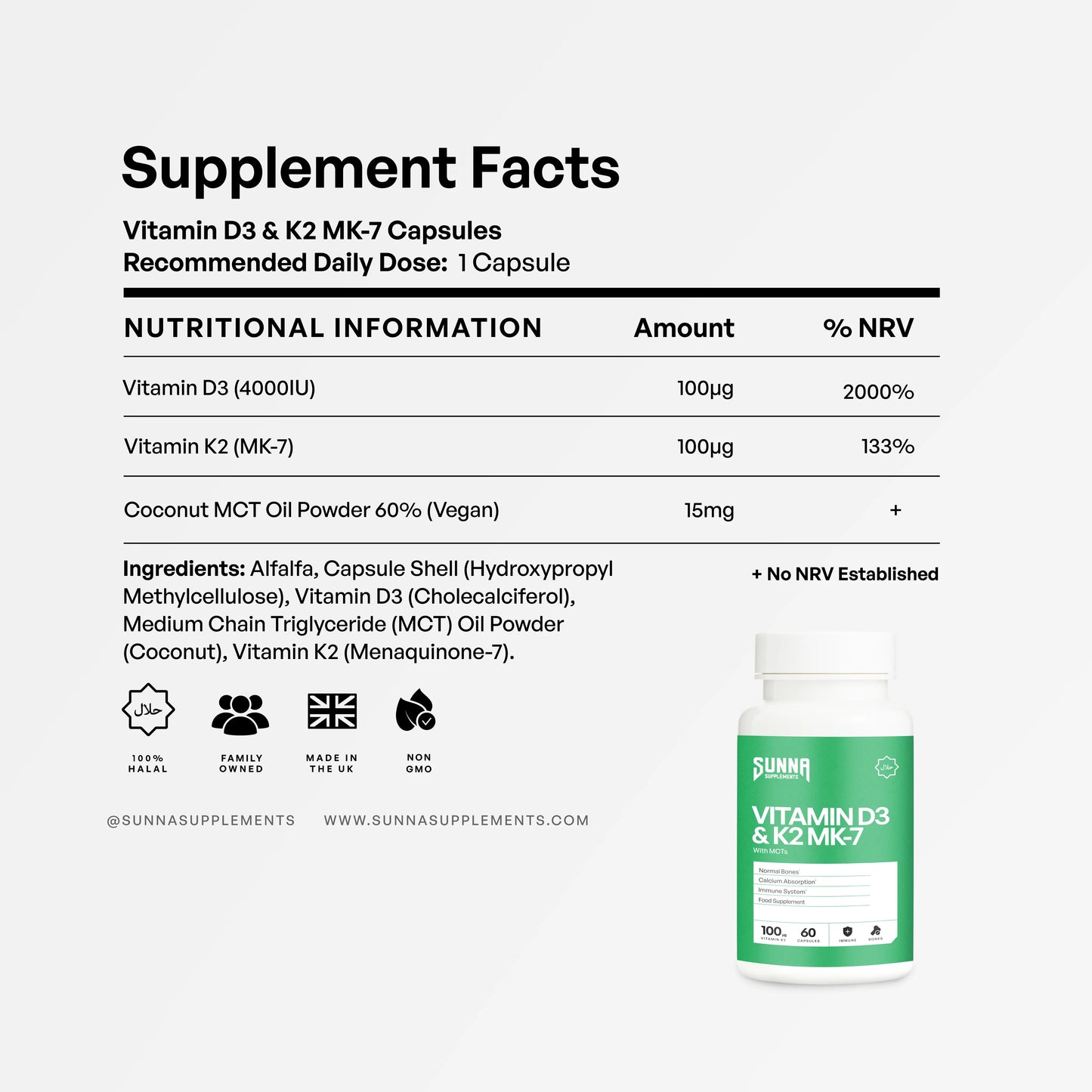 Vitamin D3 & K2 MK-7 with MCT Oil
