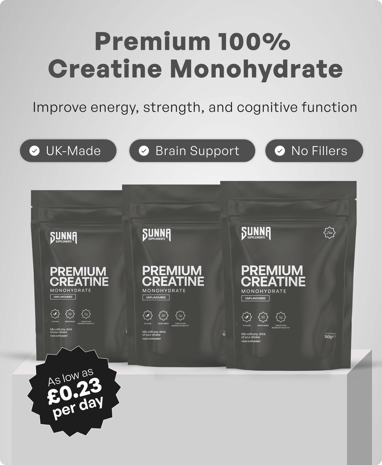 Premium Creatine Monohydrate - Unflavoured + 3 FREE Gifts (Worth £50)