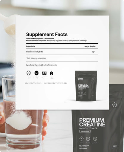 Premium Creatine Monohydrate - Unflavoured + 3 FREE Gifts (Worth £50)