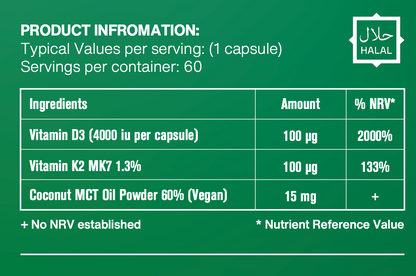 Vitamin D3 & K2 MK-7 with MCT Oil